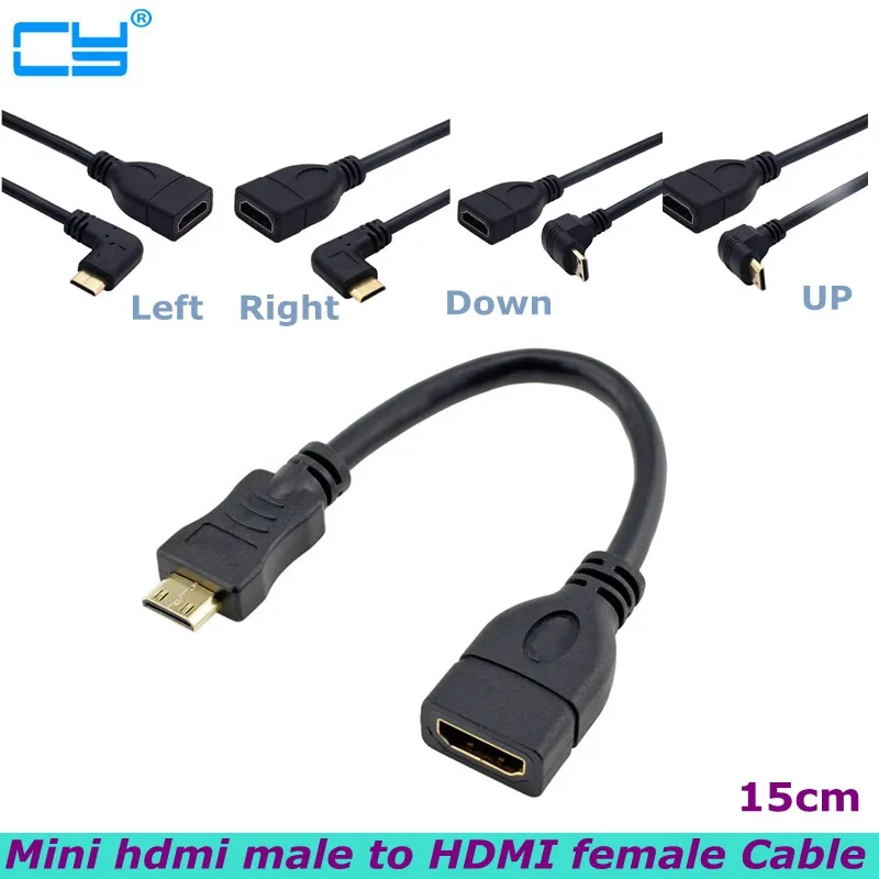 90 Degree Mini HDMI-compatible Male to HDMI-compatible Female Converter OTG Cable 1080P, Suitable for Digital Camera Camcorder