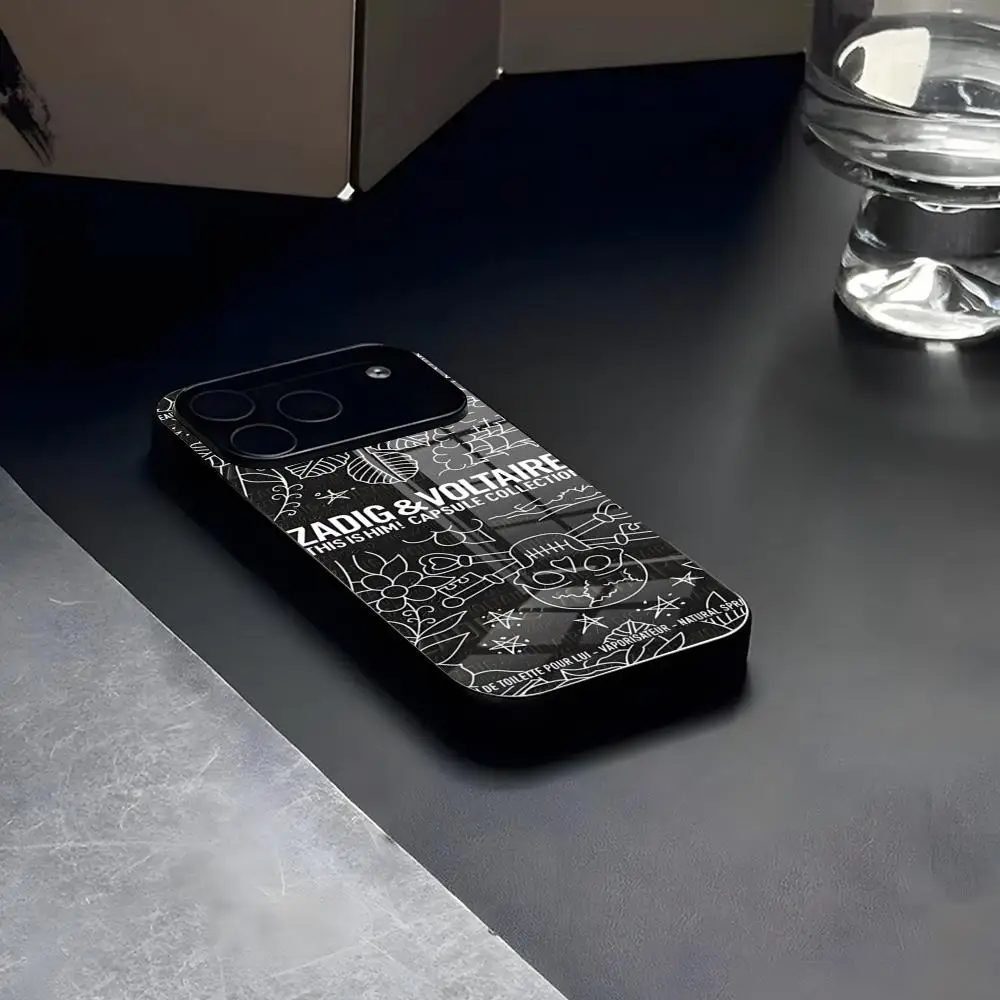 Фото Чехол для телефона Z-ZADIGs V-VOLIAIREss из стекла для iPhone 17 Air, 16, 15, 17, 14 Pro Max, 13, 12, 11, X, XS, XR Plus, для Samsung S26, S24, S23 №3