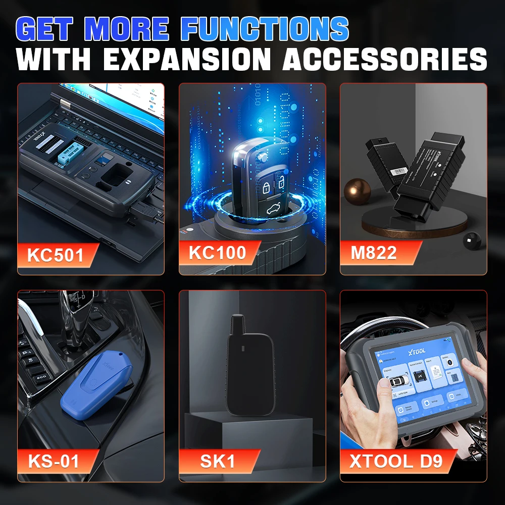 Фото XTOOL D9S Pro+KC501: Инструменты для программирования автомобильных ключей и иммобилайзеров, полная диагностика систем, кодирование ЭБУ, диагностический сканер OBD2, 45+ функций сброса №4