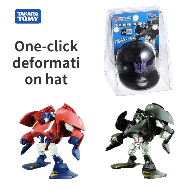 TOMY Anime Peripherals TAKARA Transformers Genesis Optimus Prime Megatron Hat One-click Deformation Model Collection Toy Gift