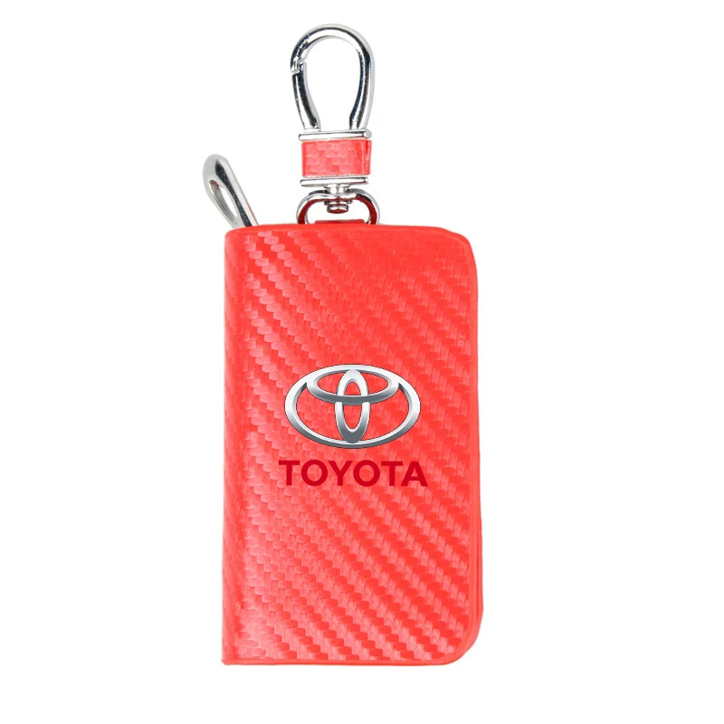 

Чехол для автомобильного ключа из углеродного фильтра, кожаный чехол для ключей с полным покрытием, защитная сумка для Toyota Camry Corolla C-hr Rav4 Yaris