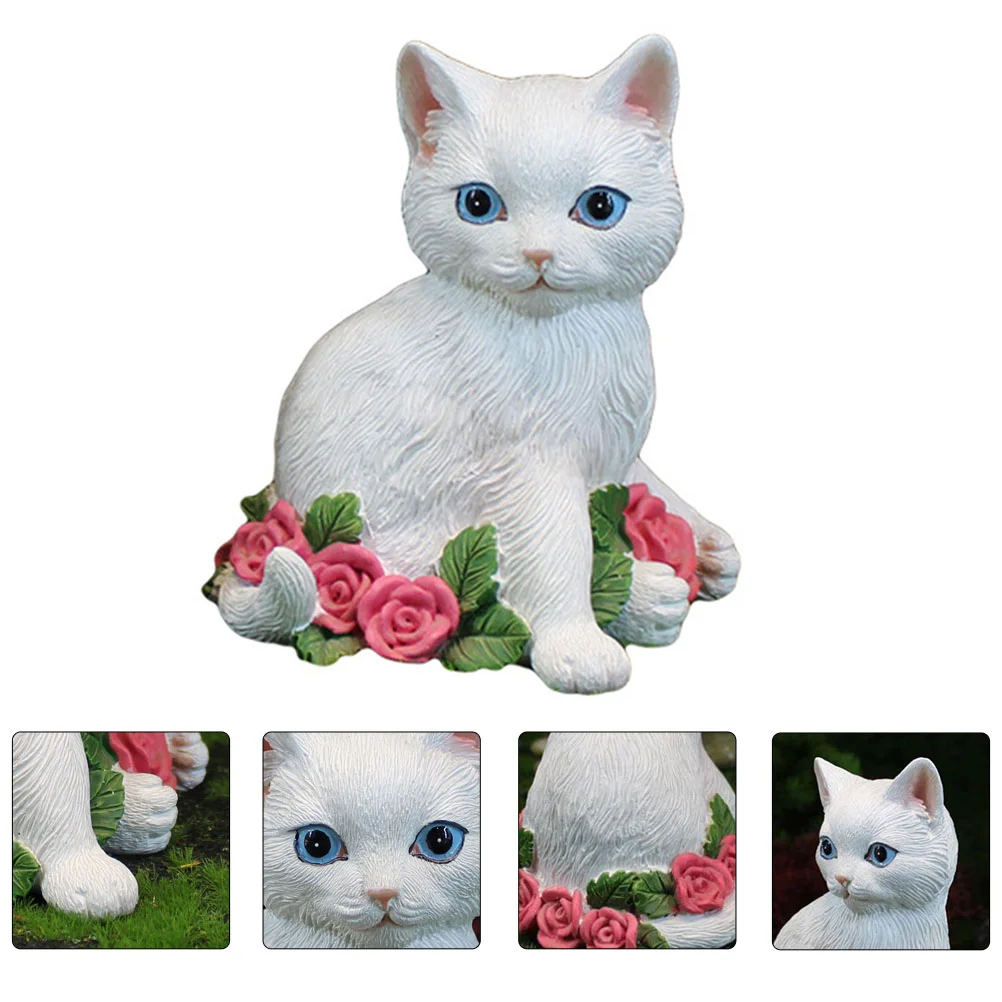 

Valentine's Day Cat Statue Animal Figurine Indoor Resin Craft Statue
