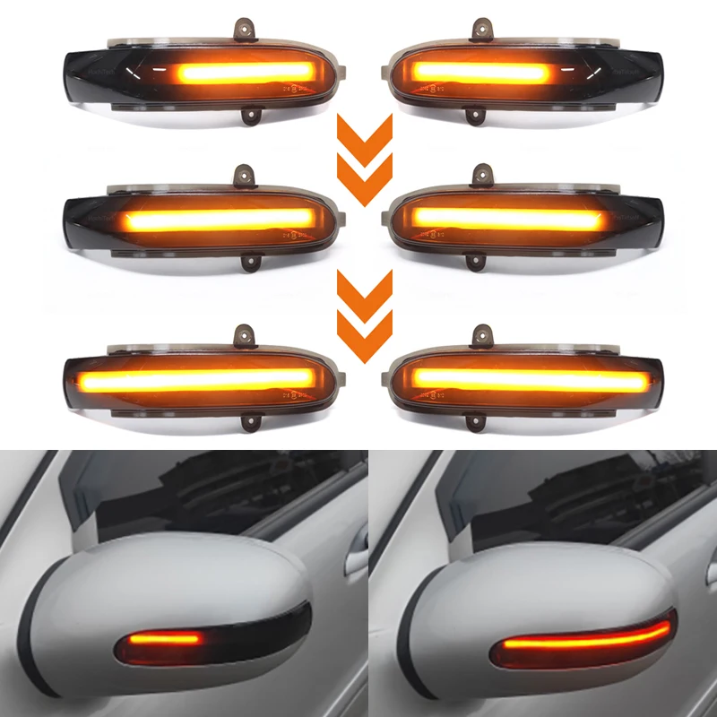 2pcs Flashing Water Dynamic Blinker For Mercedes Benz C Class W211 W203 S203 CL203 2001-2007 LED Turn Signal Side Mirror Light