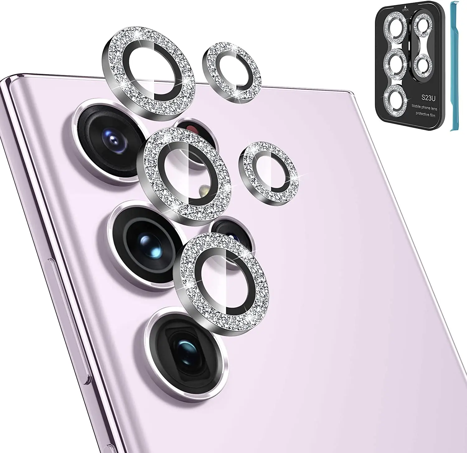 

for Samsung Galaxy S23 Ultra 5G Camera Lens Protector 9H Tempered Glass Camera Cover Screen Protector Metal For Samsung S23 S23U