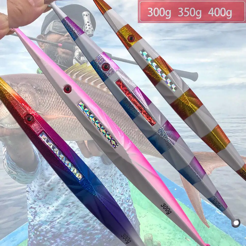 

【 Ready Stock 】 Fishing Luminous Lure Iron Plate Bait Saltwater Jigs Artificial Bionic Baits 150g-400g Jigging Lures
