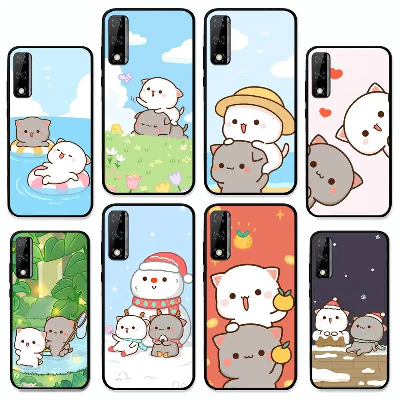

Cartoon Peach Mochi Cat Phone Case for Huawei Y 6 9 7 5 8s prime 2019 2018 enjoy 7 plus