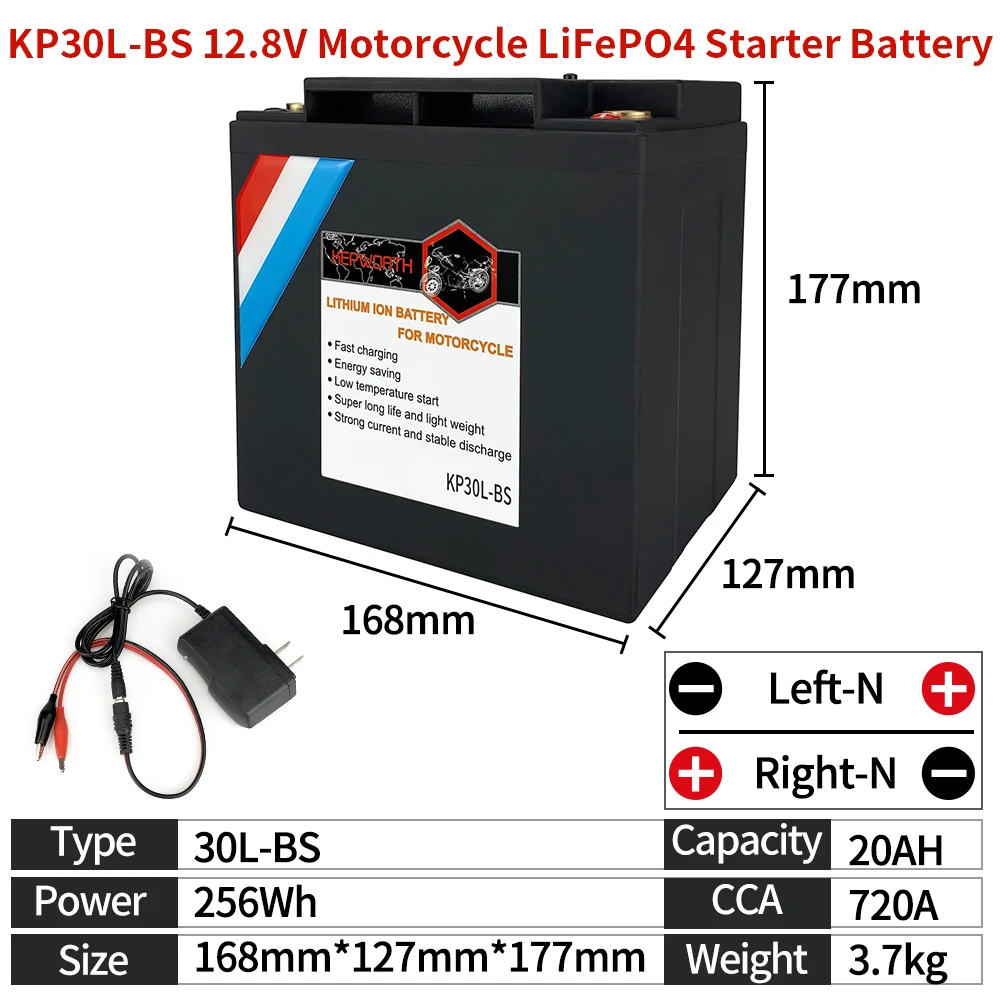 

KP30L-BS LiFePO4 Motorcycle Engine Starter Battery 12V 20Ah CCA 720A Lithium iron Motorbike Start Battery LFP With BMS YTX30L-BS