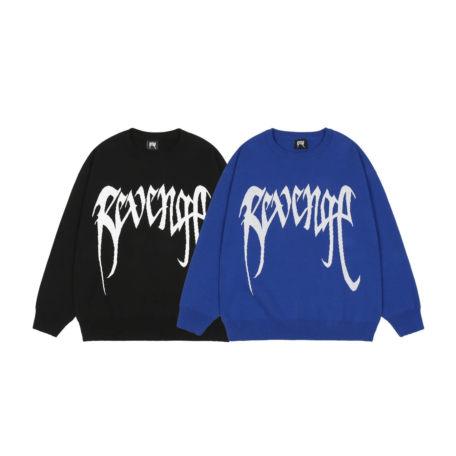 Модный американский стиль мрачный буквенный логотип жаккардовый пуловер с