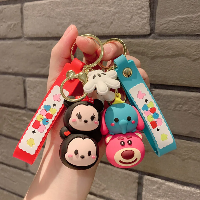 

6cm Disney Key Chain Creative Tsum Mickey Donald Duck Pooh Strawberry Bear Key Chain Handbag Pendant Gift