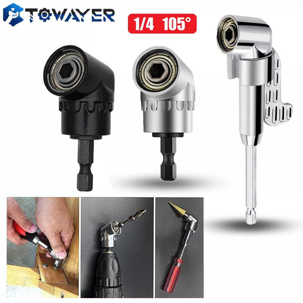 

Towayer 105 Angle Screwdriver Set Socket Holder Adapter Adjustable Hand Tools Angle Screw Driver Tool 1/4'' Hex Bit Socket