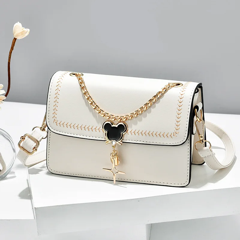 Disney Purse Women's Shoulder Bag for Girl with Chain Mickey Mouse Pendant Cartoon Crossbody Bag Luxury Birthday Gift