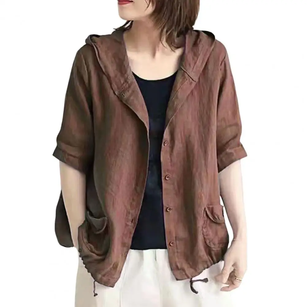 

Drawstring Cardigan Hooded Single-breasted Autumn Jacket Female Garment