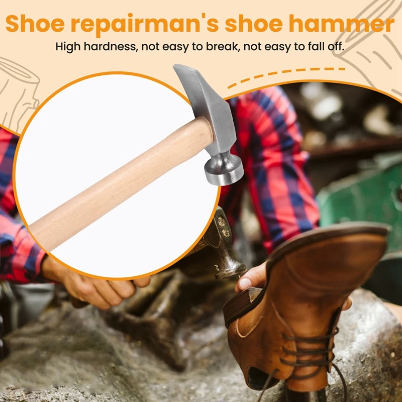 1 шт. молоток для ремонта обуви деревянная ручка кожаная работа ремонт инструмент
