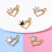 10pcs 2014mm alloy zircon color love crown womens necklace earrings pendant diy making bracelet jewelry accessories wholesale