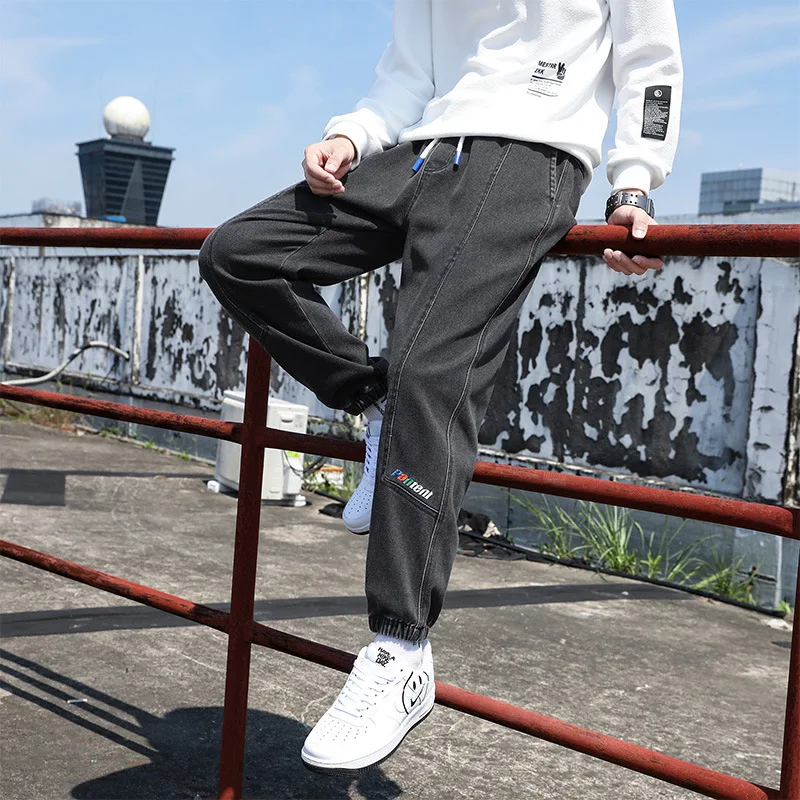 

2022 Autumn New Loose Bundle Feet Korean Style Trendy Sports Pants Tide Brand All-match Casual Long Pants Men's Jeans Fashion