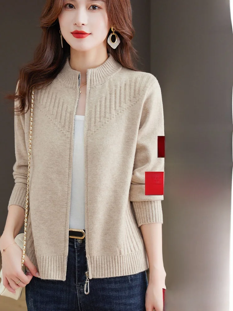 Hengyuanxiang Sheep 00 свитер из чистой шерсти женский кардиган на молнии с