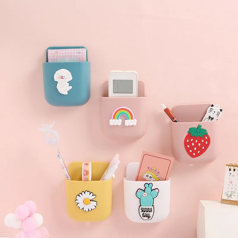 

Wall Storage Box Mobile Phone Storage Box Plastic Cartoon Living Room Bedroom Background Decoration Remote Control Storage Box