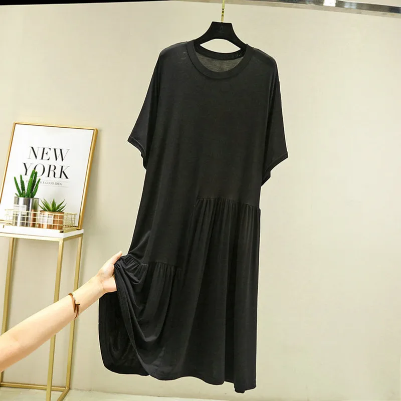 Summer Casual/Sexy Nightgown For Pregnant Women Elastic Nightdress Women's Modal O-Neck Short Sleeve Nightwear Fashion Big Size