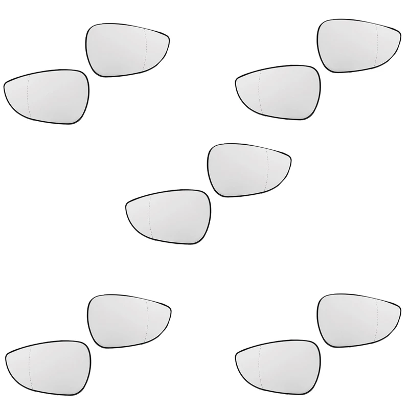 

10Pcs Car Left Right Rear View Wing Mirror Lens Glass For Ford Fiesta Mk7 2008-2017