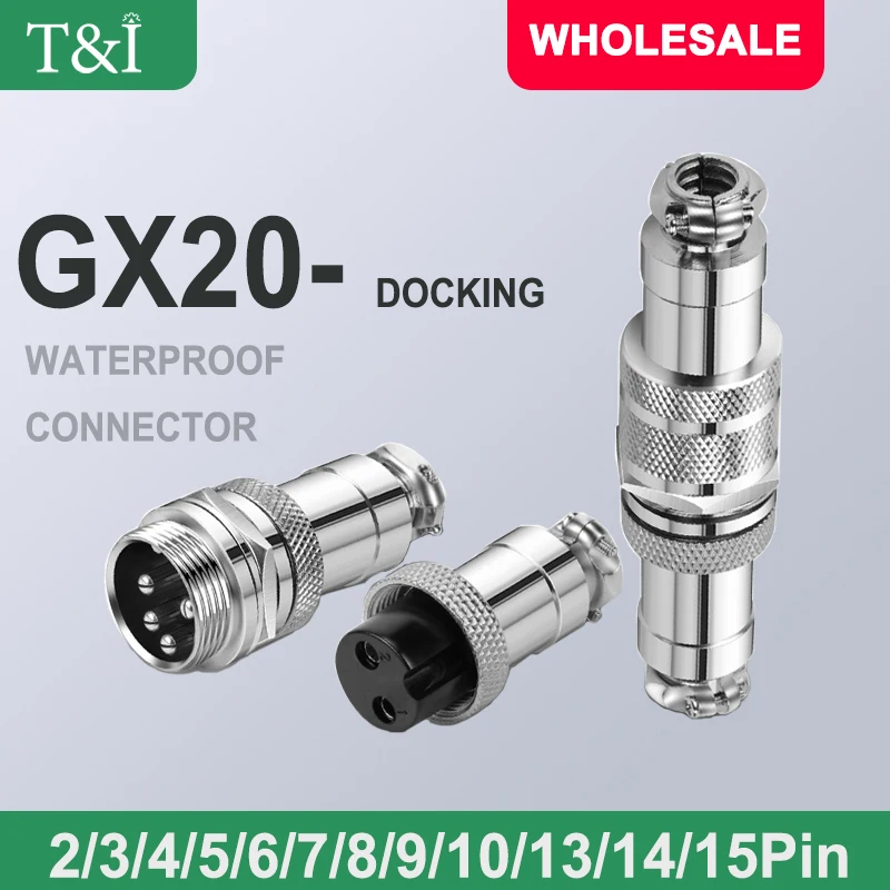 

1Set GX20 Docking 2 3 4 5 6 7 8 9 10 12 14 15Pin Male&Female Circular Panel Aviation Connector Butt Joint Plug Socket