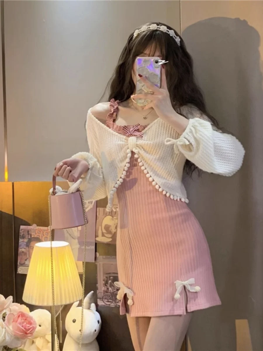 Осенняя одежда Полный комплект Цельное платье на бретельках Женская High Sense