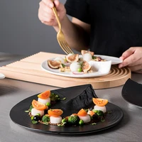 creative black and white gold dinner plates ceramic special shaped plate steak plate kitchen dinner set plates and dishes