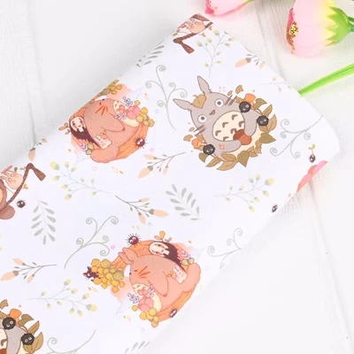 Японская мультяшная хлопчатобумажная ткань Тоторо 45x110 см для шитья одежды, платья для девочек, искусственный лоскутный Материал «сделай сам»