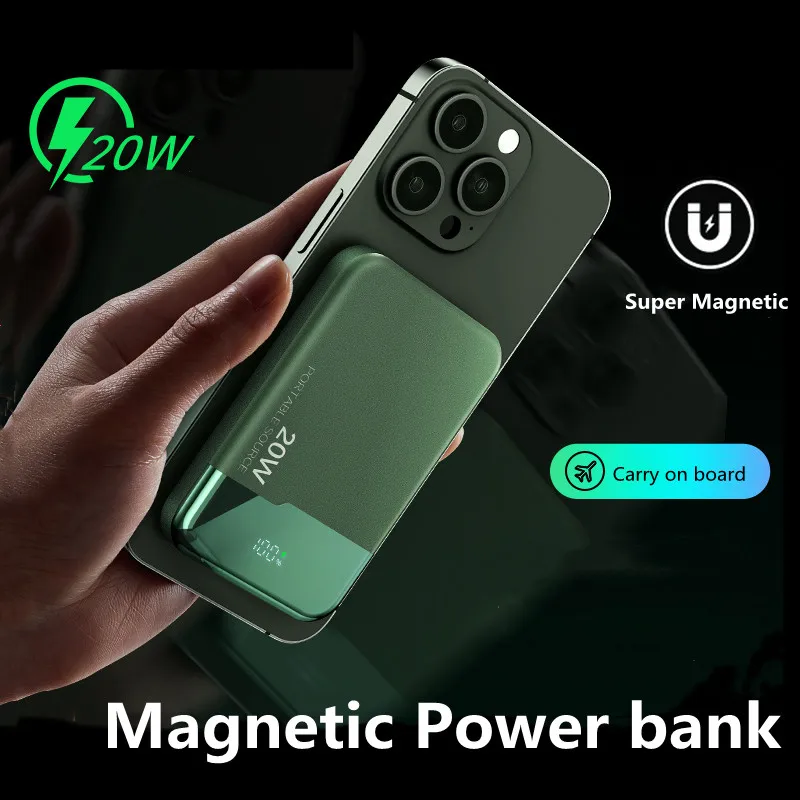 10000mAh Macsafe Powerbank Magnetic Wireless Power Bank For iphone 12 13 14 Pro Max Fast Charger External Auxiliary Battery Pack