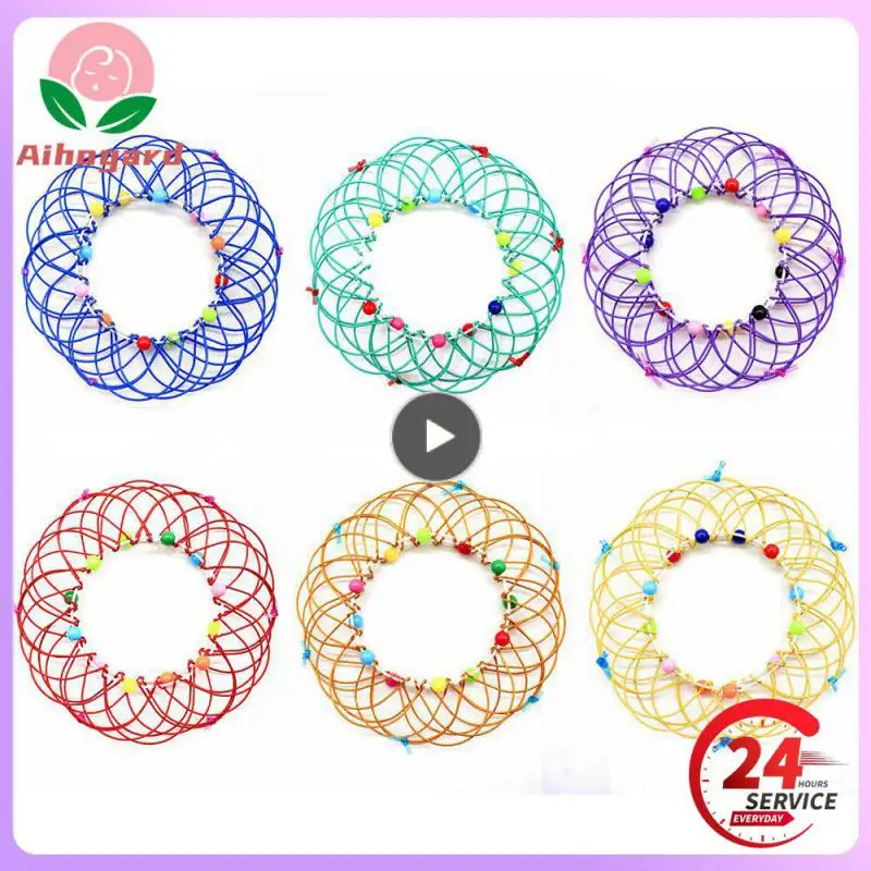 

Decompression Mandala Toy DIY Crafts Variable Flower Basket Mild Steel Wire Loop Handmade Flip Folding Puzzle Modeling Beads Toy