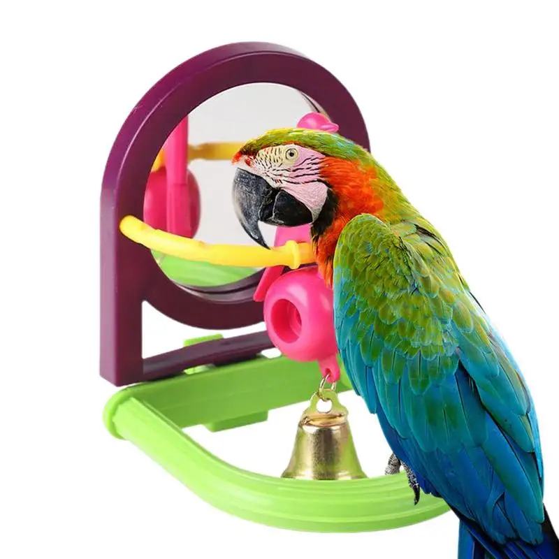 

Bird Mirror Parrot Cage Swing With Perch Parakeet Interactive Play Stand Toy Budgies Cockatiel Lovebird Cage Accessories
