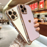 love heart soft electroplated phone case for iphone 11 12 13 pro max xs x xr 7 8 plus mini se 2020 silicone cases cover