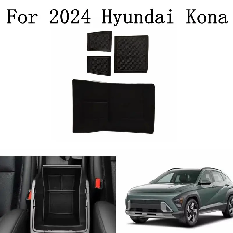 Фото Подлокотник для Hyundai Kona SE SEL 2024, аксессуары для хранения, центральный подлокотник для консоли, коробка для хранения, подлокотник для автомобиля, дополнительный Органайзер №1