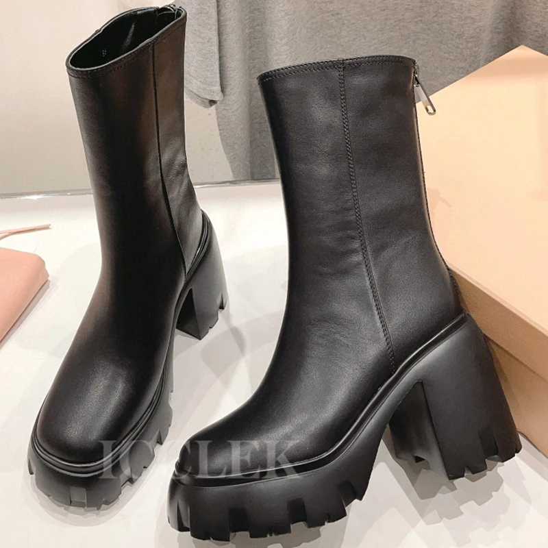 

2023 New Anke Boots Ladies Autumn Comfortable Foot Feel Walk Show Short Boots Genuine Leather Upper Banquet Female Pumps
