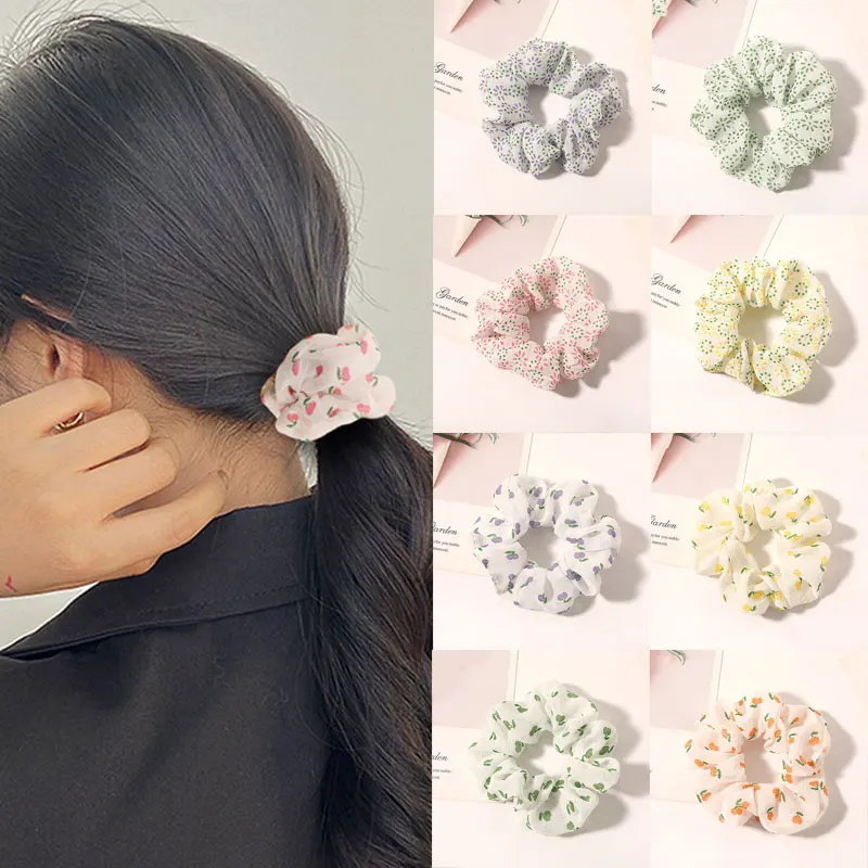 

Women Fruit Print Hair Ties Scrunchies Girls Ponytail Hair Holder Rope Bands Fashion Cute Hair Accessories Rubber Bands Headwear