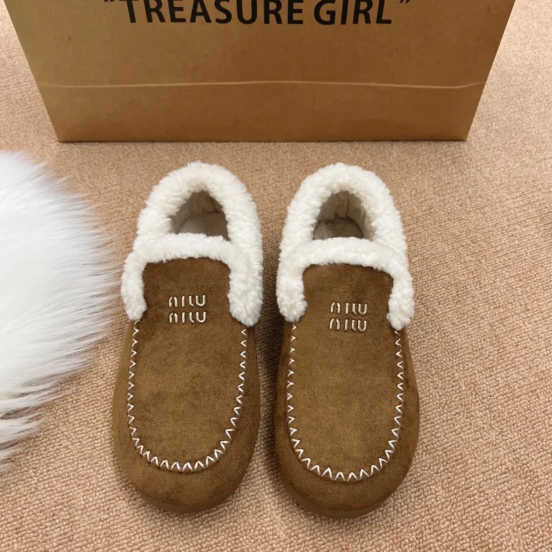 CRLAYDK женские зимние однотонные мягкие мокасины на подкладке из искусственного