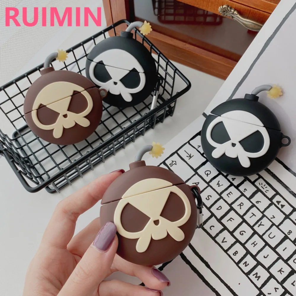 

Cartoon Skull Bomb Wireless Earbuds Cases for Apple Airpods 1 2 Headphone Earphone Protective Cover Case for air pods Pro