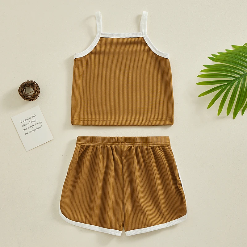 Летняя одежда для маленьких девочек и мальчиков 2 шт. ребристая майка без рукавов