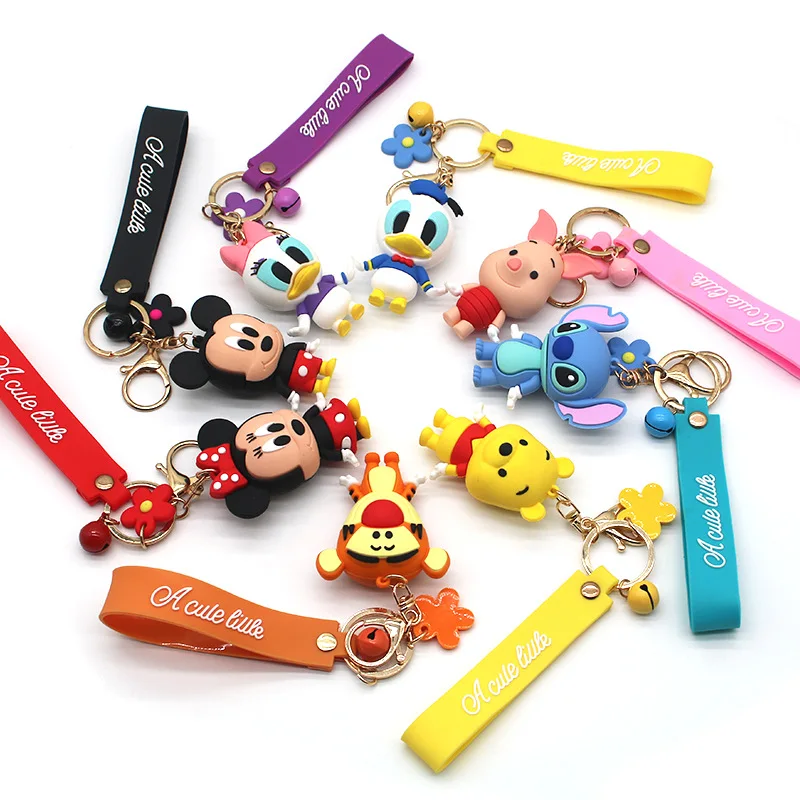 

New Cute Cartoon Mickey And Minnie Keychain Donald Duck Daisy Stitch Tigger Car Key Chain Pendant