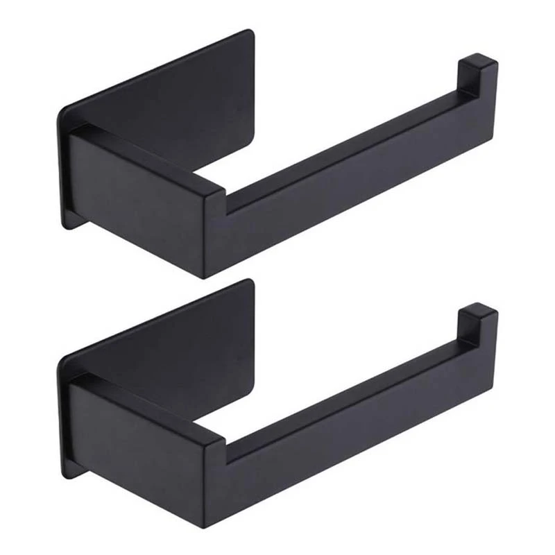 

Promotion! 2X Toilet Paper Holder Matte Black, Toilet Tissue Roll Holders Dispenser And Hangers Wall Mounted For Bathroom & Kitc