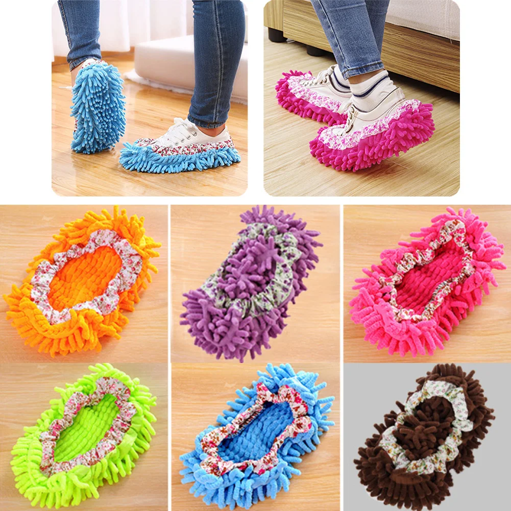 

1Pc Mop Sweep Floor Shoes Cover Floor Cleaning Duster Cloth Housework Lazy Soft Slipper Shoes Cover Home Cleaner Colorful