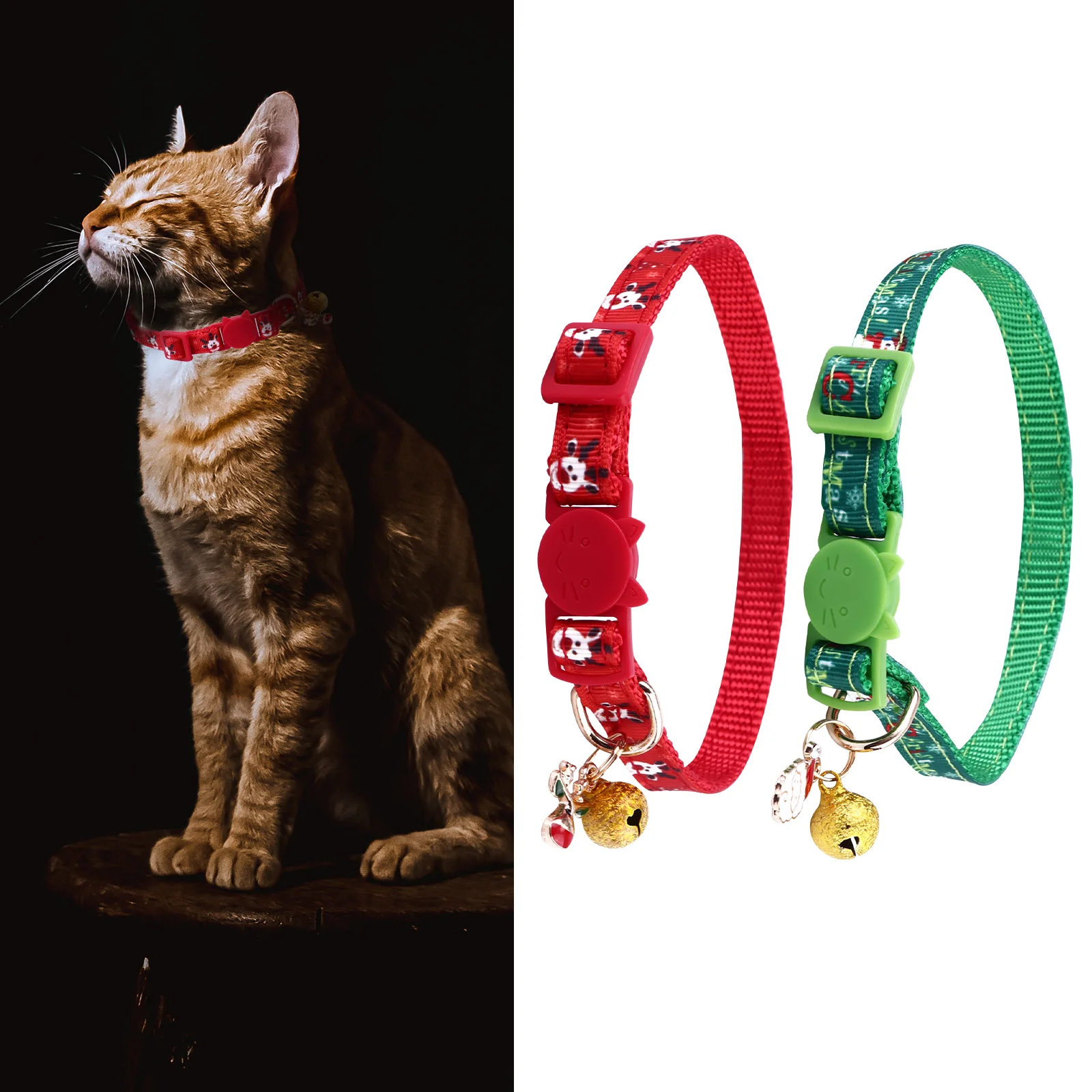 

2pcs Kitten Santa Claus Creative Bell Collar Cat Collar Xmas Decor
