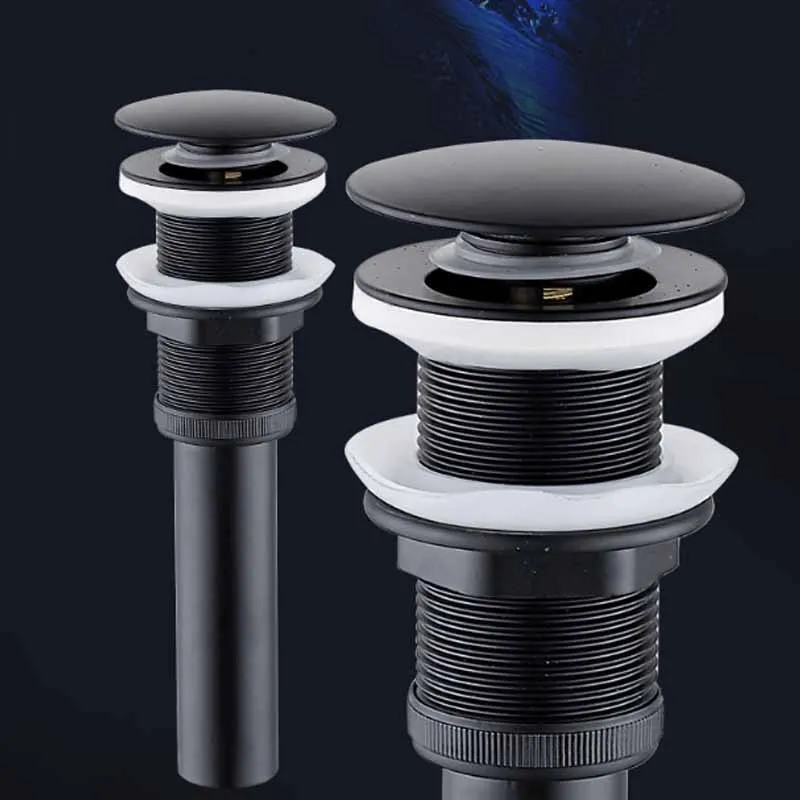 

1 Pcs Matte Black Bathroom Bounce Core Basin Sink Pop Up Drain Plugs Waste Stopper Faucet Accessories Brass Corrosion Resistant