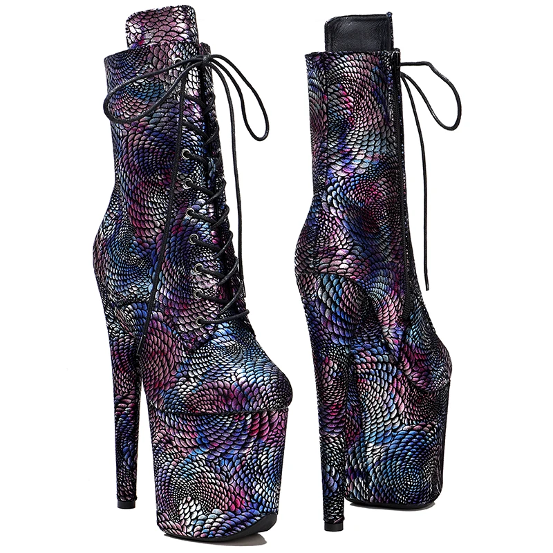 Leecabe 20CM/8Inch Genuine Leather Women's Platform disco party High Heels  Pole Dance boot