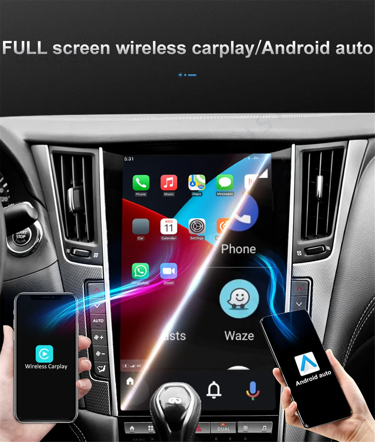 НОВЫЙ для Infiniti Q50 Q50L Q50S Q60 2012-2019 CarPlay Android 13 Tesla Style умный мультимедийный видеоплеер
