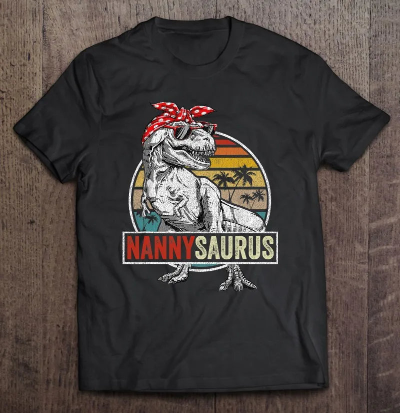 

Футболка Nannysaurus с изображением динозавра Рекс, няни, саурора, семейных подходящих мужчин, мужская футболка, черная футболка для спортзала, ж...