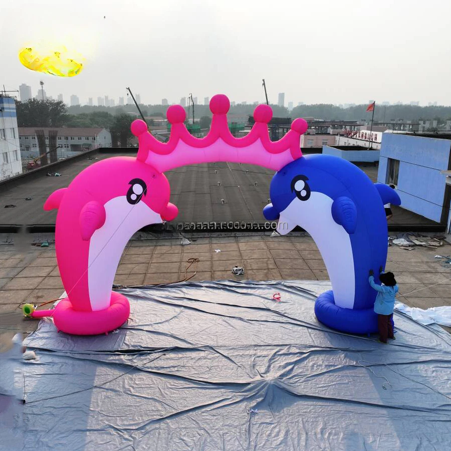 Надувная арка с дельфином в виде короны для вечеринок и продвижения размер 5 м