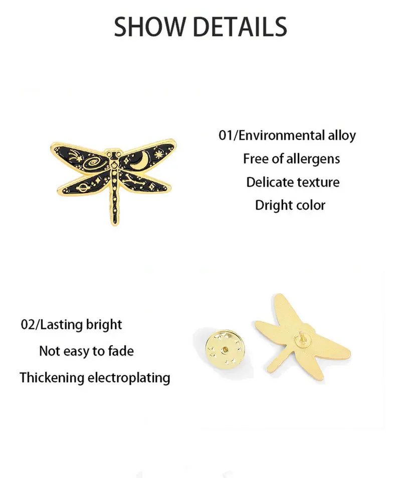 Эмалированные значки с изображением солнца Луны стрекозы под заказ для дня и