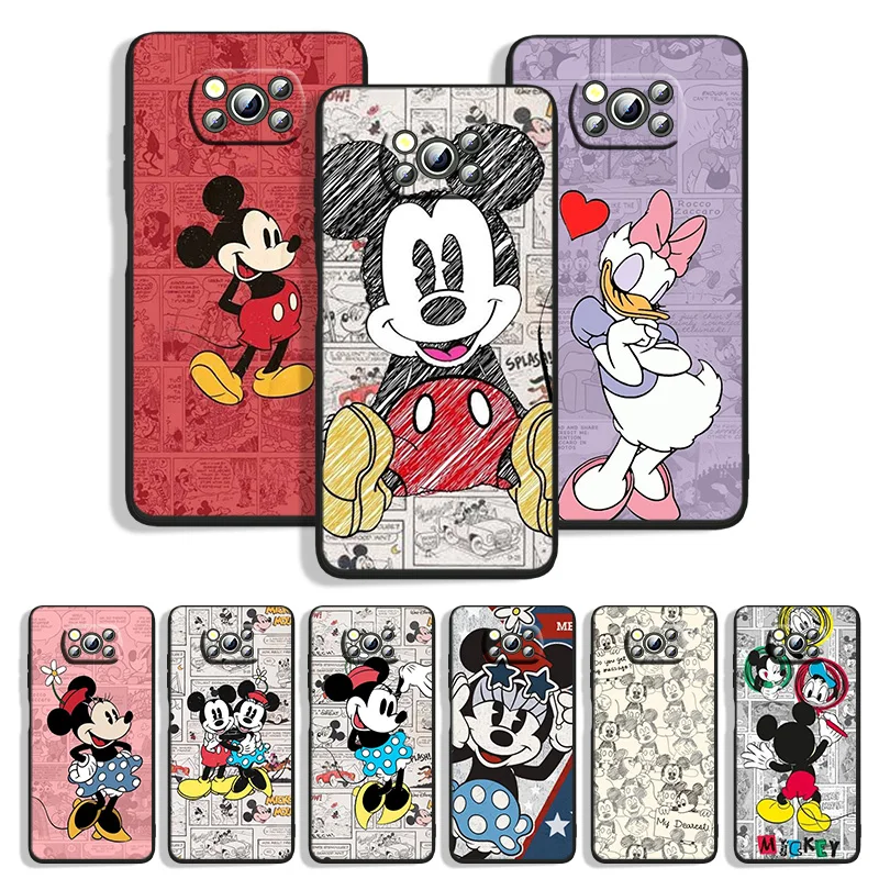 

Cute Mickey Mouse For Xiaomi POCO M4 M3 C3 X4 X3 X2 F3 X2 F1 Pro NFC GT Mi Play Mix 3 A2 lite Black Soft Phone Case