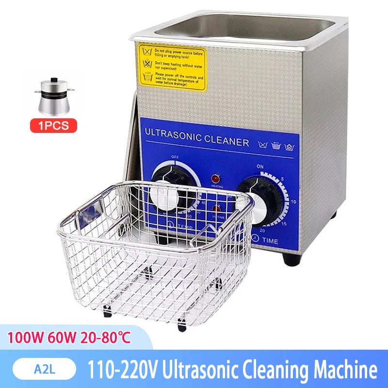 Household Ultrasonic Cleaner 60W 2L Digital Ultrasonic Jewelry Washer Ultrasound Cleaning For Denture Watches Glasses 110V/220V