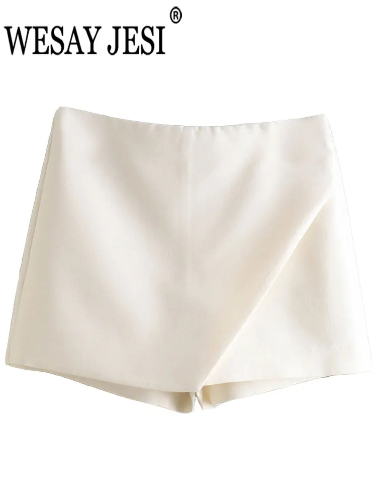 

WESAY JESI Ladies Shorts Skirts Street Wear Solid Color Elegant Casual Asymmetric Slim Sexy Female Summer Home Daily Clothing